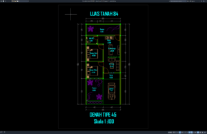 Download Denah Type 45/84 Bagian 1 DWG AutoCAD denah type 45-84 bagian 1