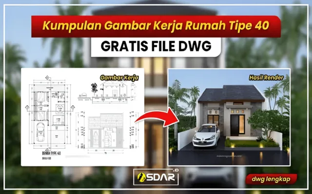 gambar kerja rumah type 40 a