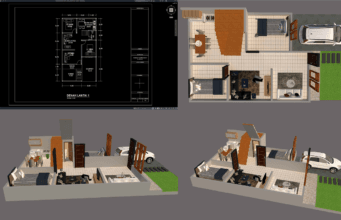denah rumah 7x13 m (1 lantai)