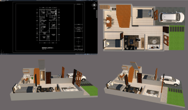 denah rumah 7x13 m (1 lantai)