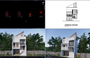 Download Gambar Rumah 5,5×12 Meter (2 Lantai) DWG AutoCAD rumah 5,5x12 m (2 lantai)