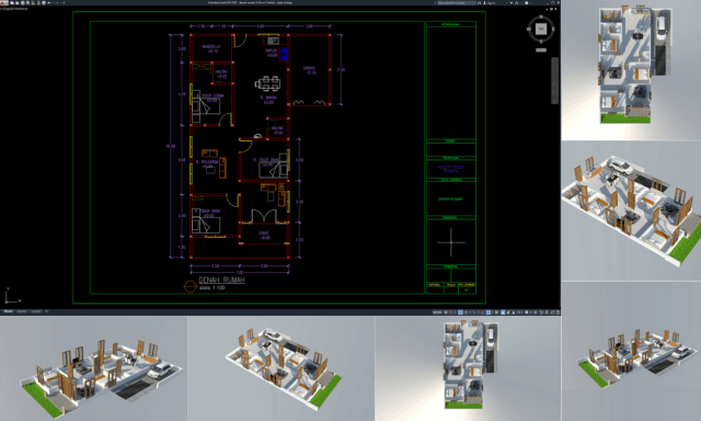 denah rumah 7x16 m (1 lantai)