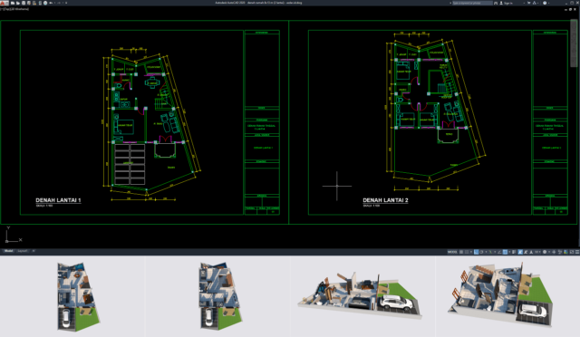 denah rumah 8x13 m (2 lantai)