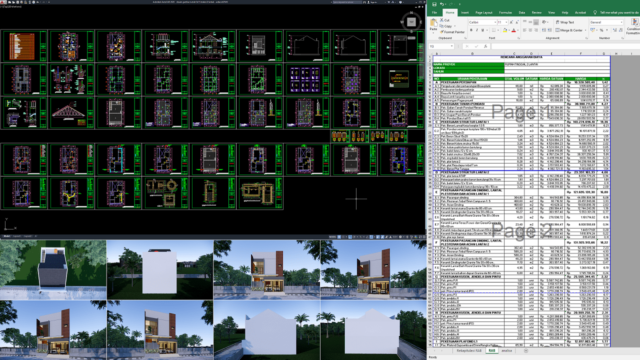 desain gambar rumah 8x15 meter (2 lantai)