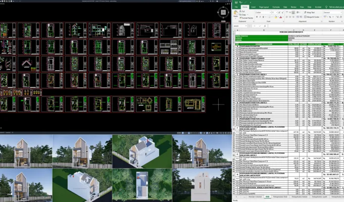 rumah 7x16 meter (2 lantai)