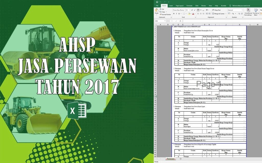Format Jasae Download AHSP Jasa Persewaan Tahun 2017 Format Excel - Asdar Id