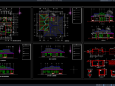Download Desain Rumah 1 Lantai Ukuran 18,3m x 19,5m DWG AutoCAD rumah 1 lantai ukuran 18,3m x 19,5m