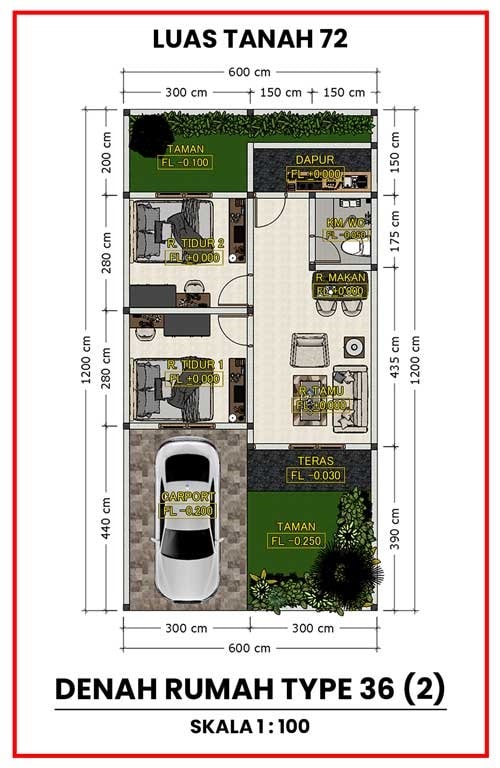 denah 3d type 36 b2 ditanah 72