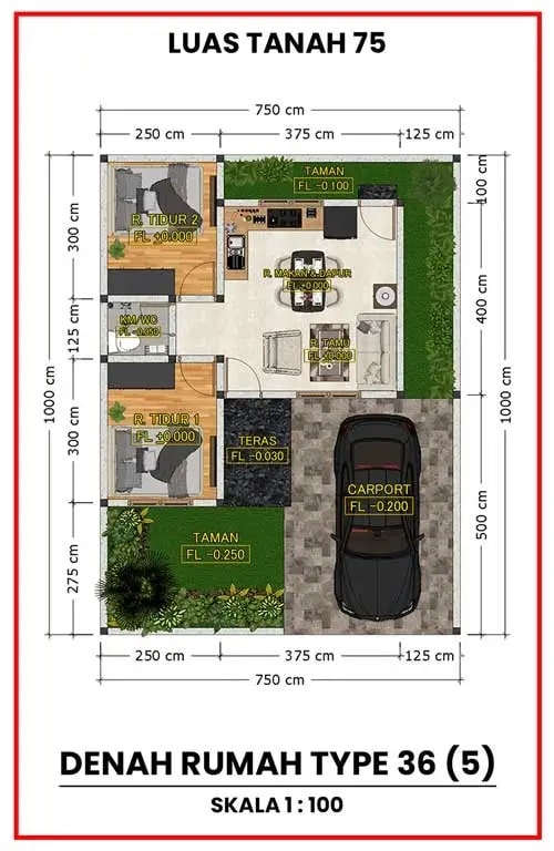 denah 3d type 36 e5 ditanah 75