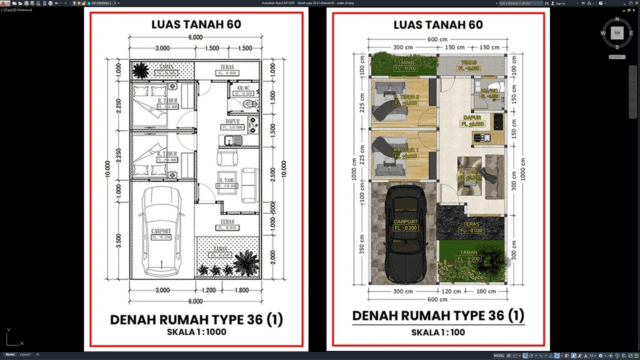 denah type 36 a1 ditanah 60