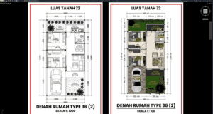denah type 36 b2 ditanah 72