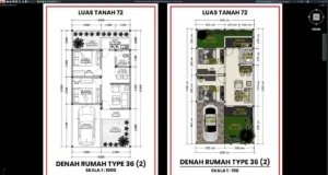 denah type 36 b2 ditanah 72