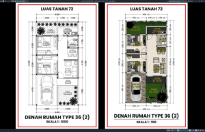 Download Denah Tipe 36 b Terbaik 2 DWG AutoCAD denah type 36 b2 ditanah 72