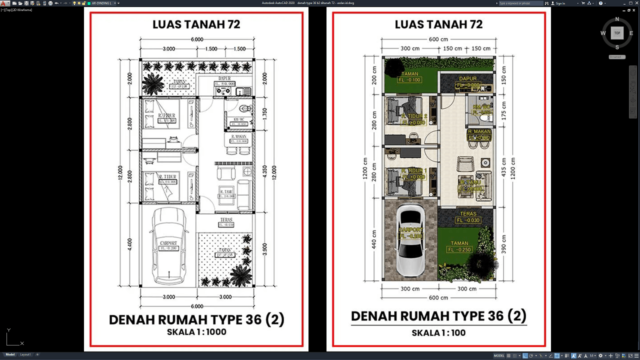 denah type 36 b2 ditanah 72