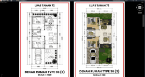 denah type 36 c3 ditanah 72