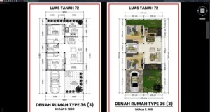 denah type 36 c3 ditanah 72