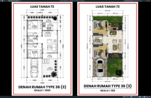 Download Denah Tipe 36 c Terbaik 3 DWG AutoCAD denah type 36 c3 ditanah 72