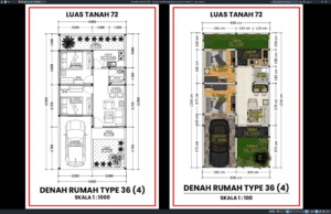 Download Denah Tipe 36 d Terbaik 4 DWG AutoCAD denah type 36 d4 ditanah 72
