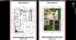 denah type 36 e5 ditanah 75
