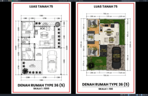 denah type 36 e5 ditanah 75