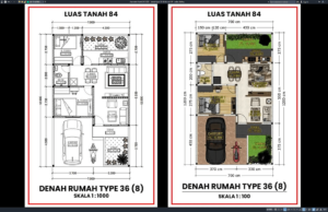 denah type 36 h8 ditanah 84