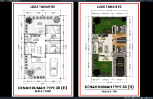 denah type 36 k11 ditanah 93