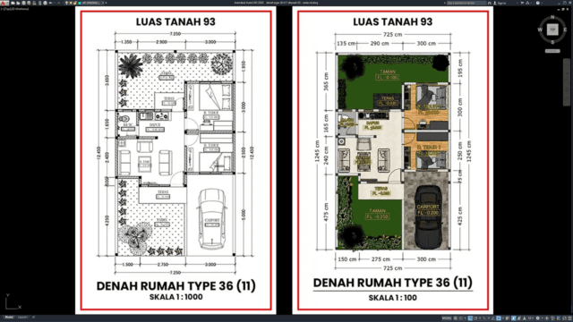 denah type 36 k11 ditanah 93