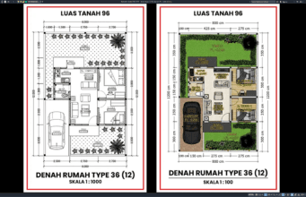 denah type 36 l12 ditanah 96