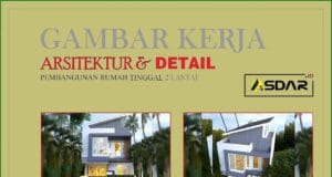 gambar arsitektur dan mekanikal elektrikal rumah tinggal 2 lantai