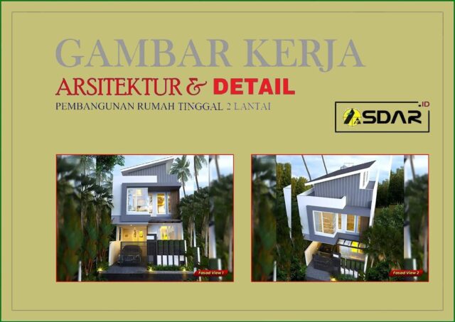 gambar arsitektur dan mekanikal elektrikal rumah tinggal 2 lantai