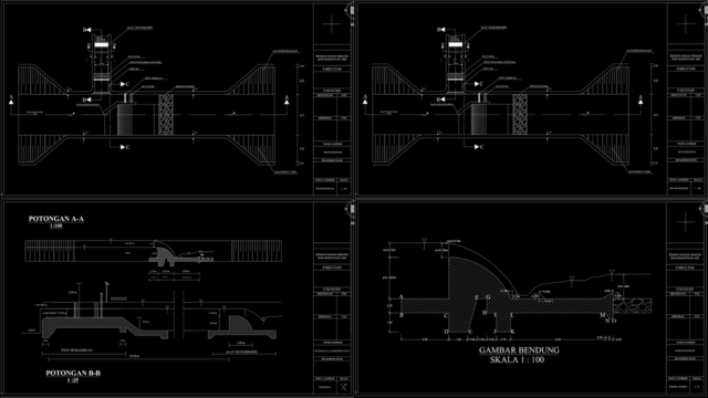 denah tampak potongan bendung
