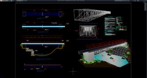 detail jembatan baja untuk pipa dan model 3d