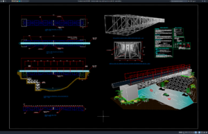 detail jembatan baja untuk pipa dan model 3d