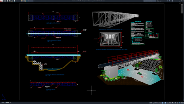 detail jembatan baja untuk pipa dan model 3d detail jembatan baja untuk pipa dan model 3d