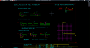 detail penguatan pada pertemuan dinding