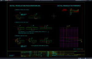 detail penguatan pada pertemuan dinding