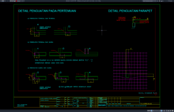detail penguatan pada pertemuan dinding