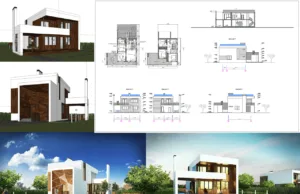 Download Rumah Modern 2 Lantai 2D & 3D SketchUp AutoCAD rumah modern 2 lantai 2d & 3d