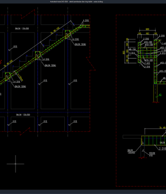 detail pembesian dan ring balok