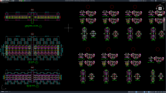 detail penulangan penampang pc box girder