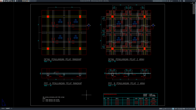 detail penulangan plat lantai