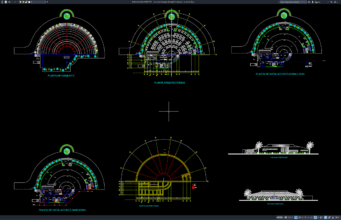 Download Gambar Restoran Konsep Setengah Lingkaran DWG AutoCAD restoran konsep setengah lingkaran