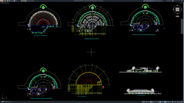 restoran konsep setengah lingkaran
