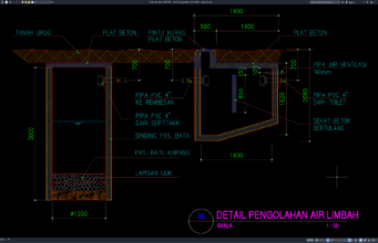 Download Gambar Detail Pengolahan Air Limbah DWG AutoCAD detail pengolahan air limbah