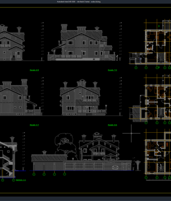 Download Gambar Villa Klasik 3 Lantai DWG AutoCAD vila klasik 3 lantai