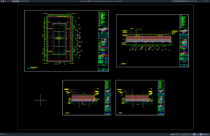 denah dan detail potongan lapangan tenis