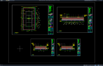 denah dan detail potongan lapangan tenis