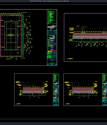 denah dan detail potongan lapangan tenis