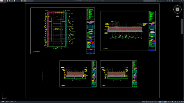 denah dan detail potongan lapangan tenis