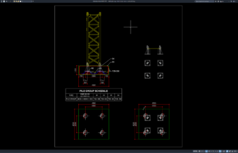 Download Gambar Detail Pile Cap untuk Tower Crane DWG AutoCAD detail pile cap untuk tower crane